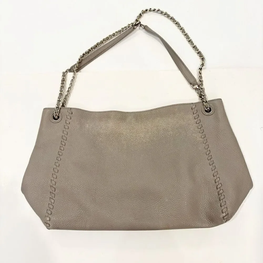 Tory Burch Marion Chain Slouchy Tote Bag French Gray $495.00 FLAW